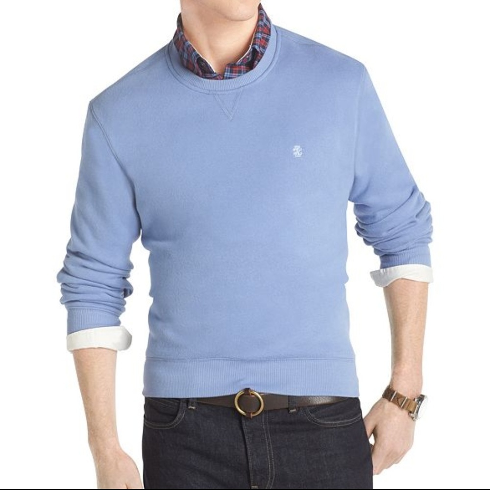 IZOD Men's Light Blue Sueded Fleece Sweatshirt